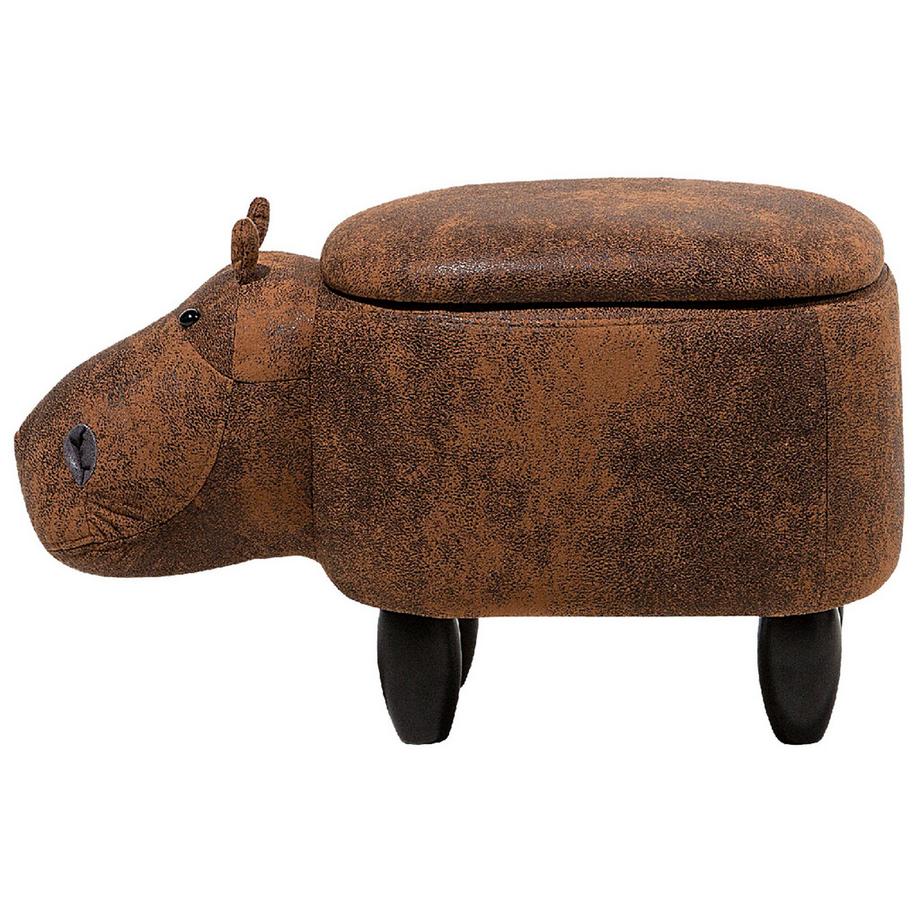 Beliani Tabouret de rangement animal en Cuir PU Rustique HIPPO  