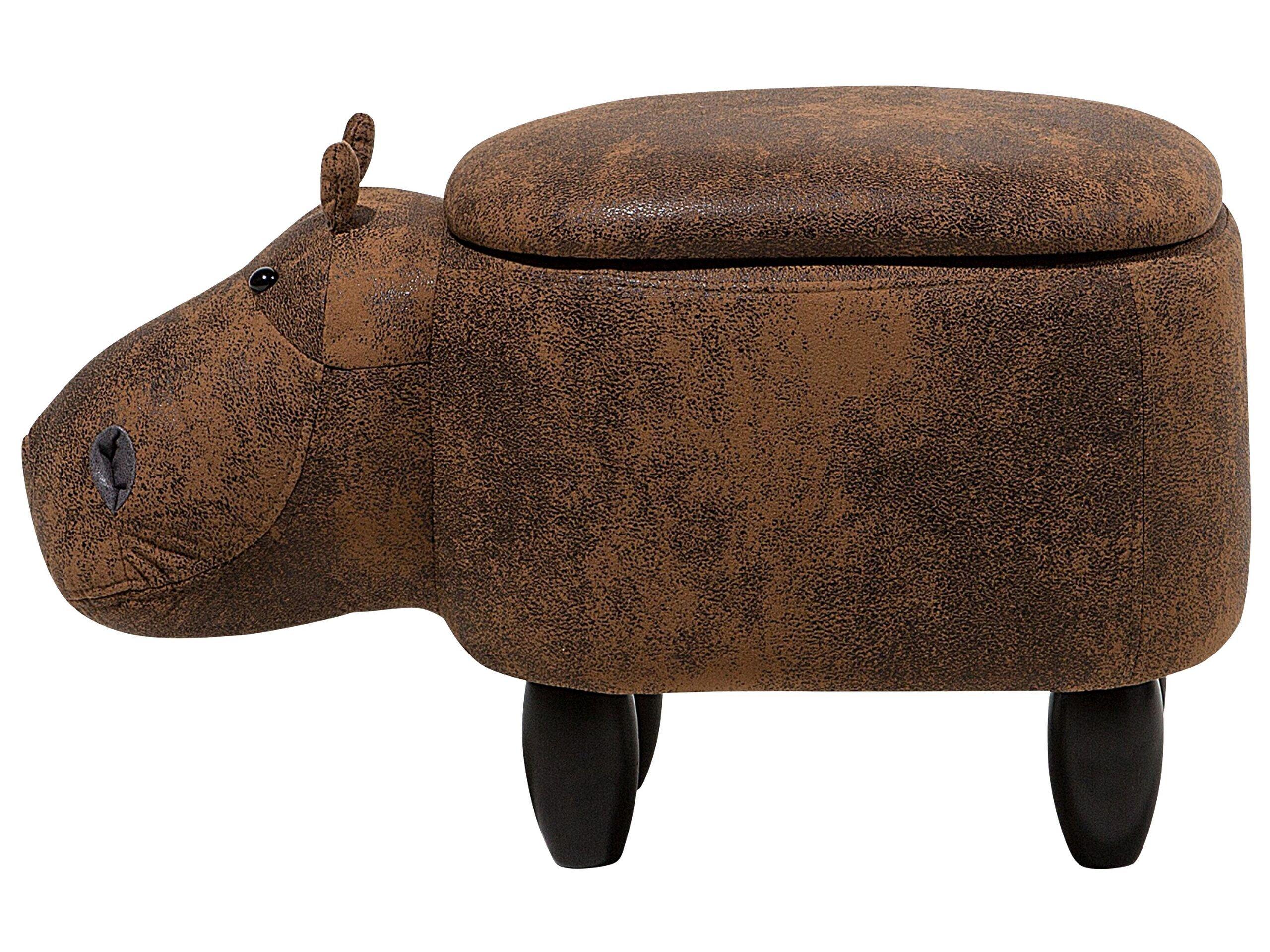 Beliani Tabouret de rangement en Cuir PU Rustique HIPPO  