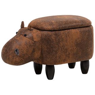 Beliani Tabouret de rangement en Cuir PU Rustique HIPPO  