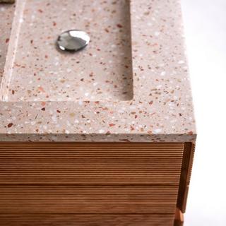 Tikamoon Meuble salle de bain en chêne massif et terrazzo premium pink 60 cm Karl  