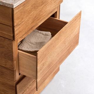 Tikamoon Mobile per il bagno in legno di acacia massello e battuto di terrazzo premium pink da 60 cm Karl  