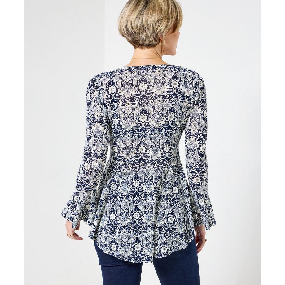 Joe Browns Top Cerniera Sovrapposizione Pizzo Maniche a Tromba  