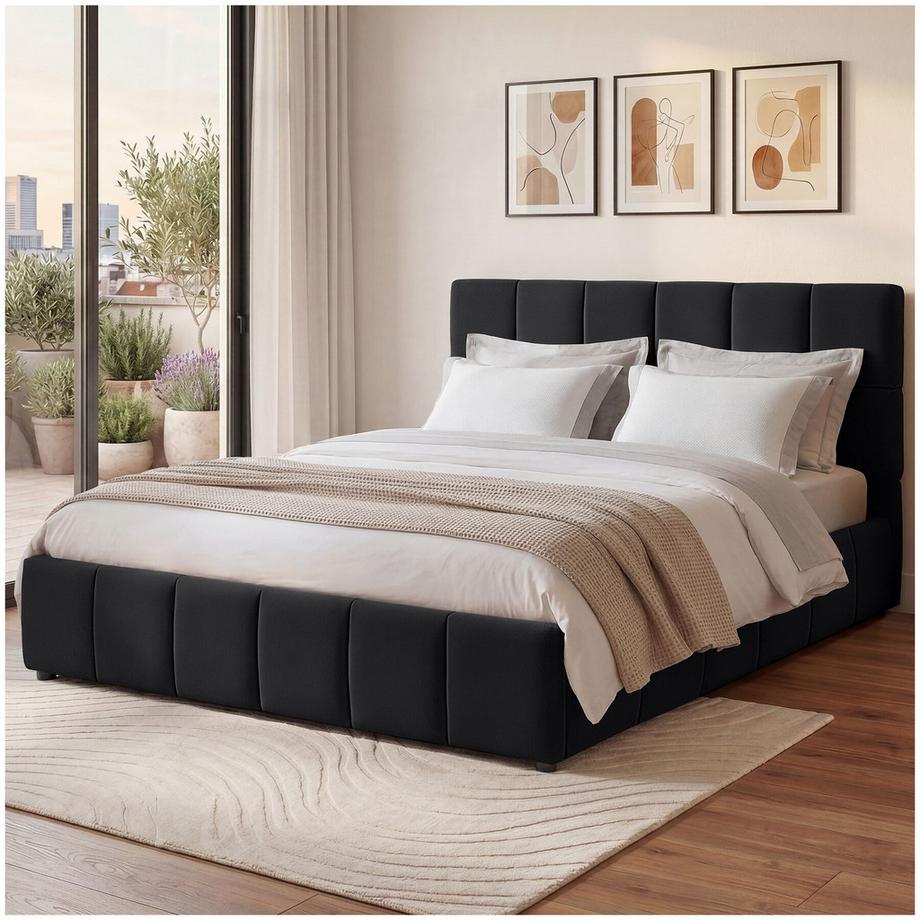Parure de lit  Lit rembourré avec revêtement en velours et motif matelassé