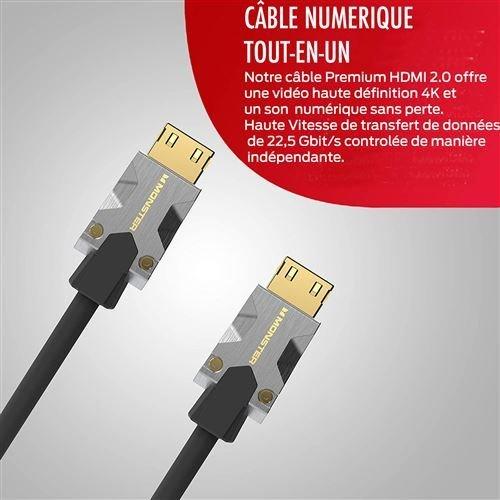 FIB-RMS-CH  Câble HDMI UHD 4K HDR Monster Cable M1000 22.5 Go/s 3m Noir 