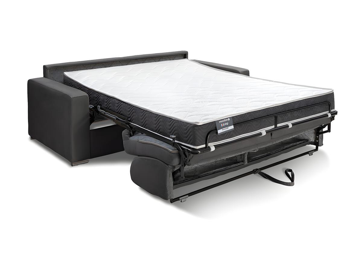 LINEA SOFA Canapé 4 places convertible express en simili blanc - Couchage lattes larges 160 cm - Matelas 18 cm avec mémoire de forme CALITO  