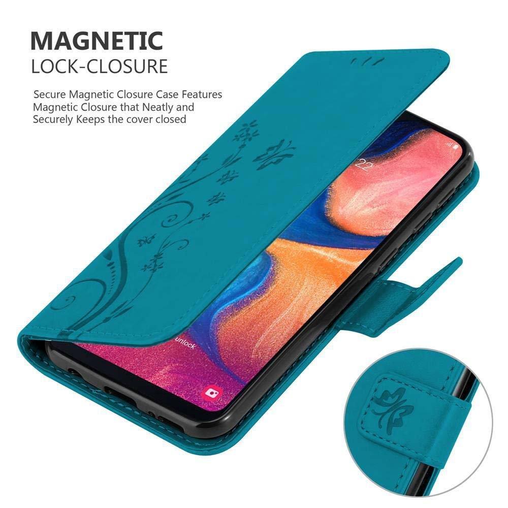 Cadorabo  Housse compatible avec Samsung Galaxy A10e / A20e - Coque de protection au design floral avec fermeture magnétique, fonction de support et emplacements pour cartes 