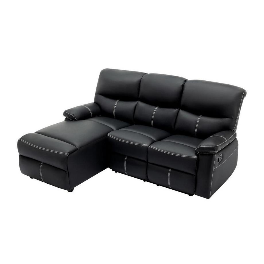 Vente-unique Divano relax in Similpelle Nero - Angolo a sinistra - CANBY  