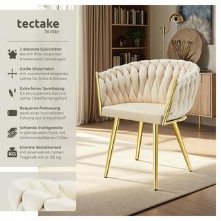 Tectake Lot de chaises de salle à manger ASTANO rembourrée avec revêtement en velours et design noué  