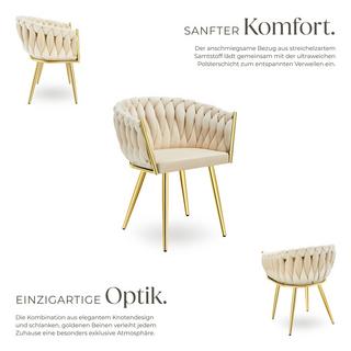 Tectake Lot de chaises de salle à manger ASTANO rembourrée avec revêtement en velours et design noué  