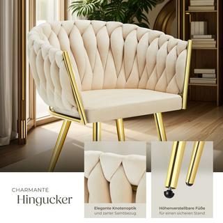 Tectake Lot de chaises de salle à manger ASTANO rembourrée avec revêtement en velours et design noué  