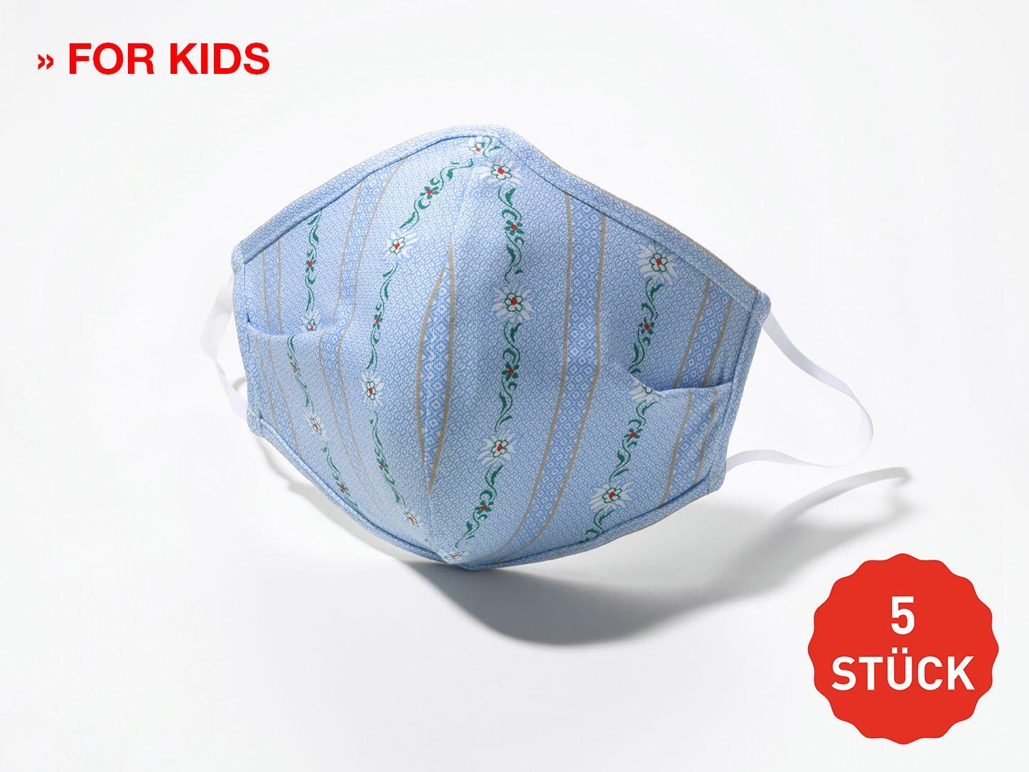 ISA bodywear  Maschera d'igiene per bambini confezione da 5 ''Bauernhemd'' 