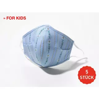 ISA bodywear Hygienemaske für Kinder 5er-Pack ''Bauernhemd''  Stahlblau