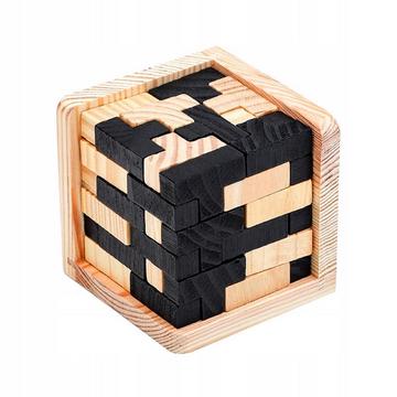 Puzzle en bois IQ, 3D - Cube - Noir