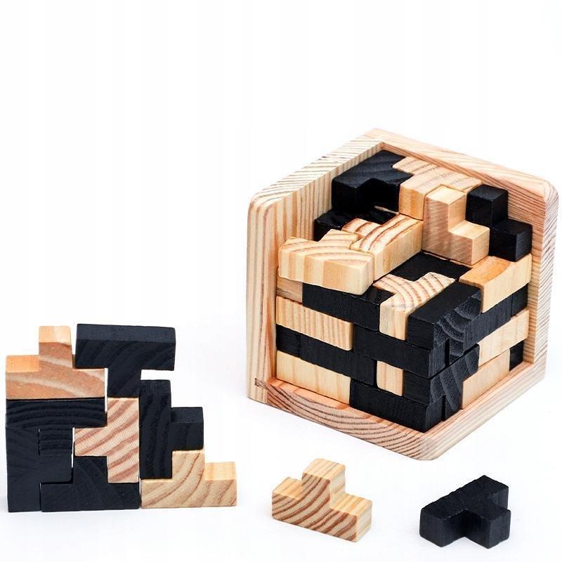 Gameloot  IQ Puzzle in legno, 3D - Cubo - Nero 