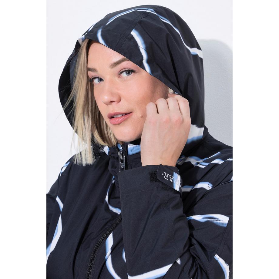 Ulla Popken Cappotto impermeabile da pioggia taglio svasato cappuccio zip  