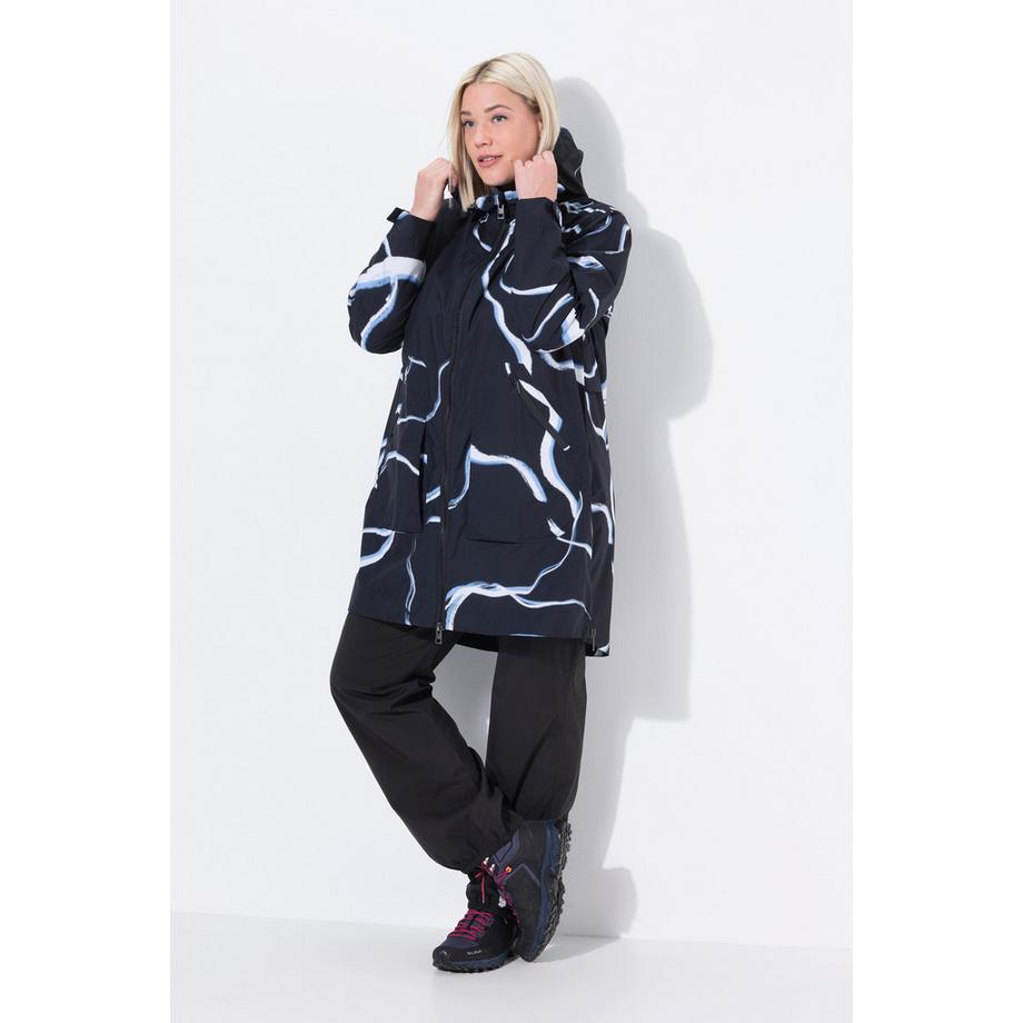 Ulla Popken Cappotto impermeabile da pioggia taglio svasato cappuccio zip  