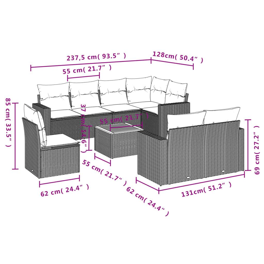 VidaXL set divano da giardino Polirattan  