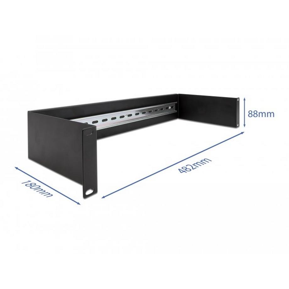 DeLock  Rail DIN 19″, panneau, 2 unité, noir 