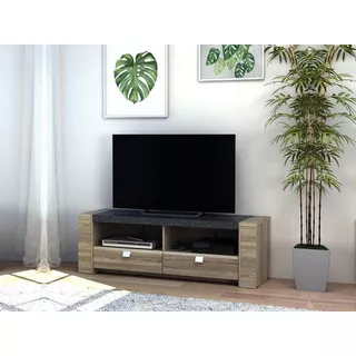 Vente-unique Mobile TV con 2 nicchie e 2 cassetti in MDF ripiano effetto granito - METEORITE  