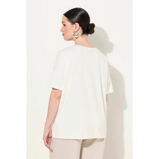 Ulla Popken  T-shirt con scritta, scollo a V e mezze maniche 