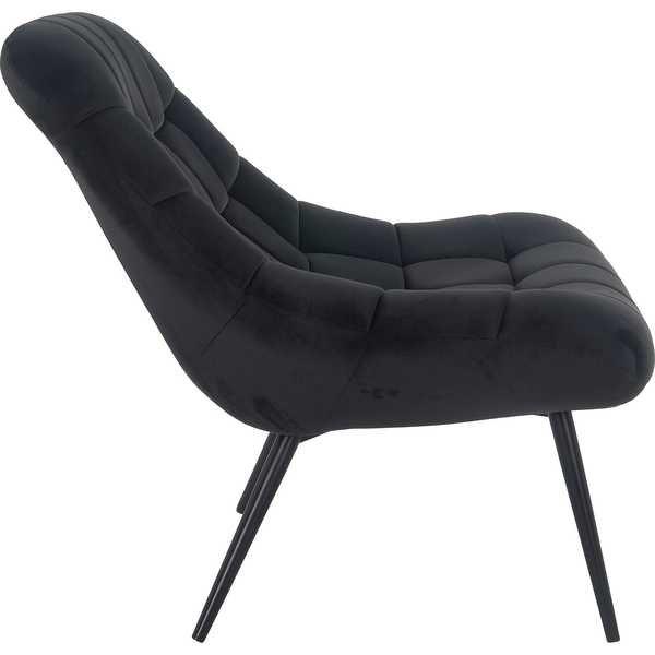 mutoni Fauteuil XXL velours noir pieds métal noir  