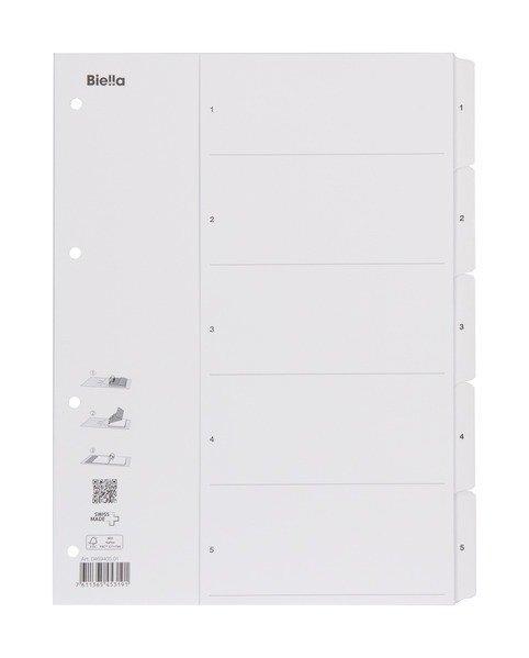 Biella BIELLA Register Karton, SmartIndex A4 469405.01 1-5, weiss  