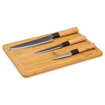 Planche à découper avec 3 couteaux - set - bambou