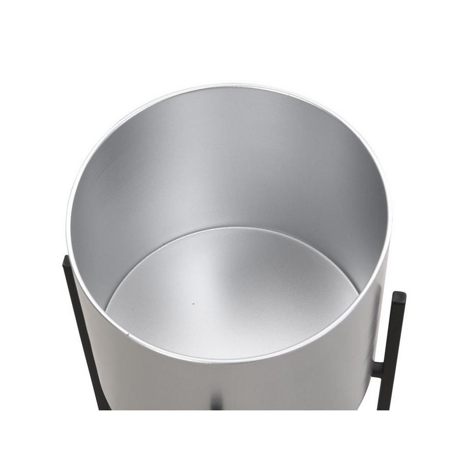 Vente-unique 2er-Set - Übertöpfe mit Gestell - Metall - 25 x 39 & 23 x 35,5 - Silberfarben & Schwarz - EDMEE  