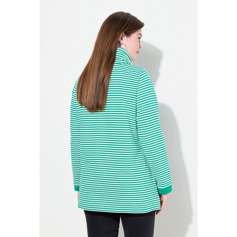 Ulla Popken Classic Ringel Stehkragen Langarm Sweatshirt  