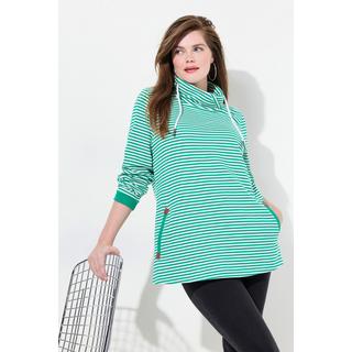 Ulla Popken  Sweatshirt, Ringel, Classic, Stehkragen, Langarm 