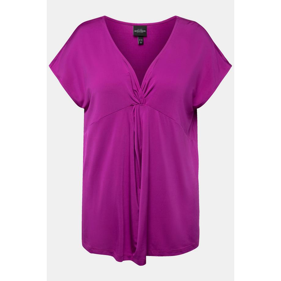 Ulla Popken T-shirt sans manches Classic Fit décolleté en V effet drapé  