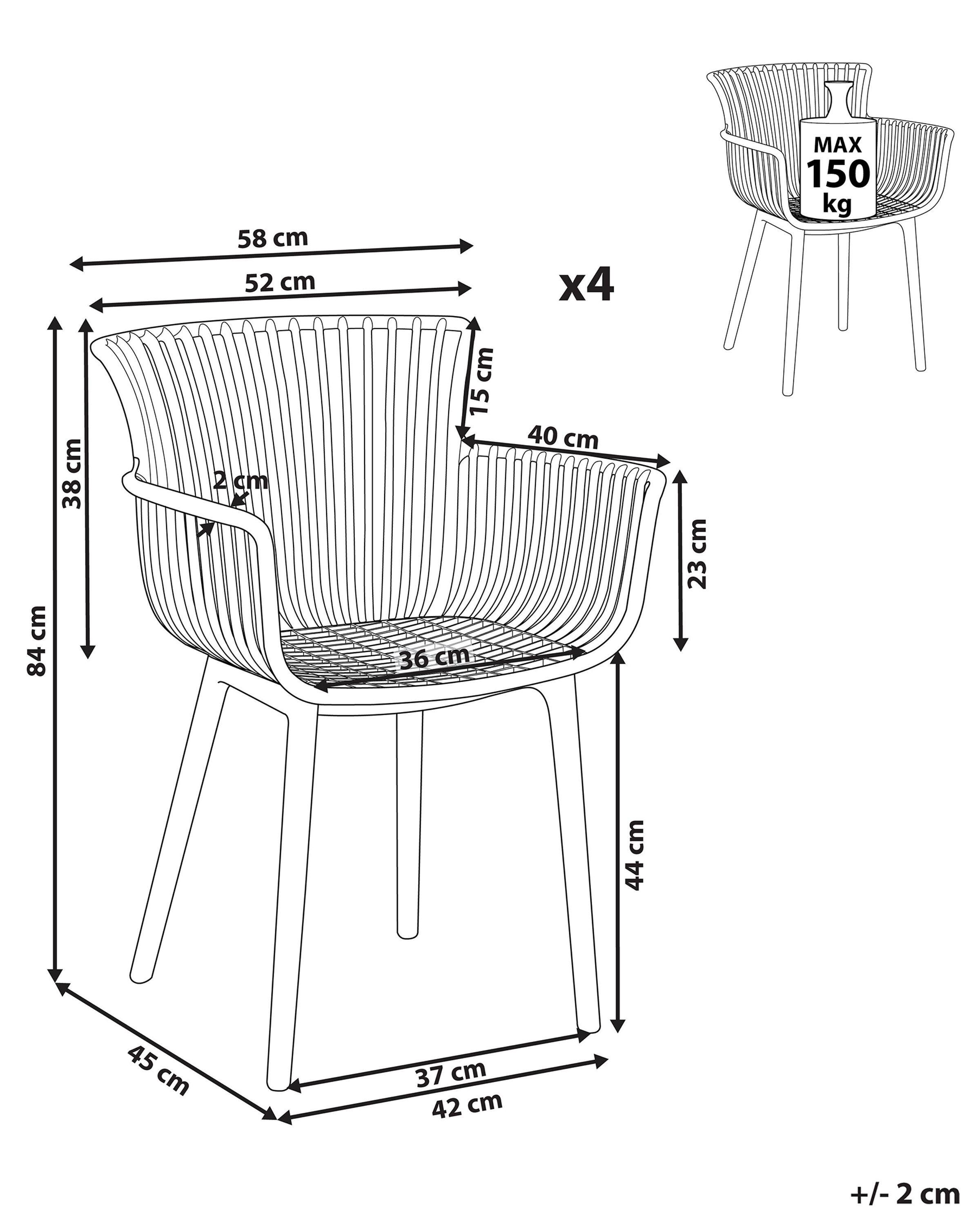 Beliani  Gartenstuhl 4er Set aus Polypropylen Modern PESARO 