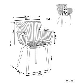 Beliani  Gartenstuhl 4er Set aus Polypropylen Modern PESARO 