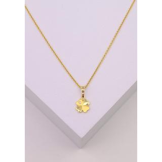 MUAU Schmuck  Diamantanhänger Kleeblatt Gelbgold 750 Brillant 0.01.00ct. 15x8mm 