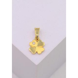 MUAU Schmuck  Pendentif diamant trèfle or jaune 750 brillant 0.01.00ct. 15x8mm 