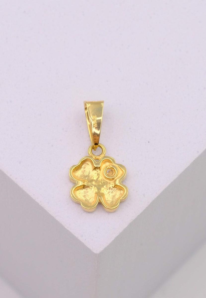 MUAU Schmuck  Pendentif diamant trèfle or jaune 750 brillant 0.01.00ct. 15x8mm 