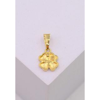 MUAU Schmuck  Pendentif diamant trèfle or jaune 750 brillant 0.01.00ct. 15x8mm 