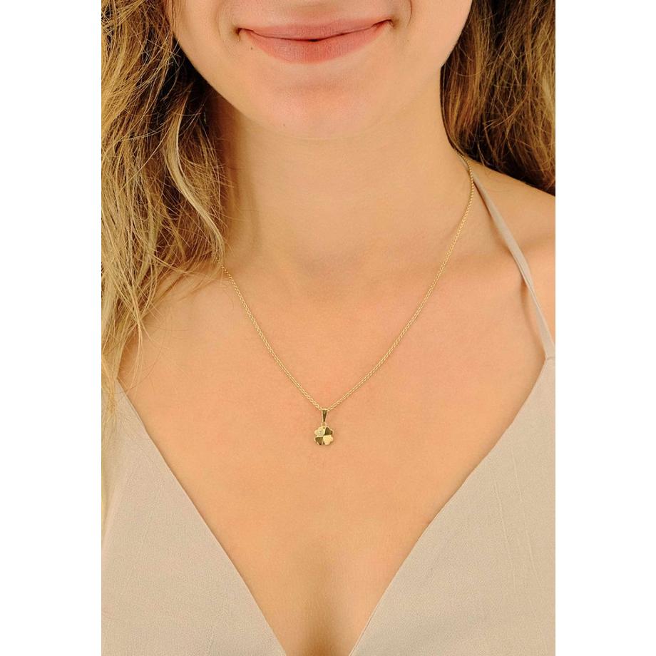 MUAU Schmuck  Diamantanhänger Kleeblatt Gelbgold 750 Brillant 0.01.00ct. 15x8mm 