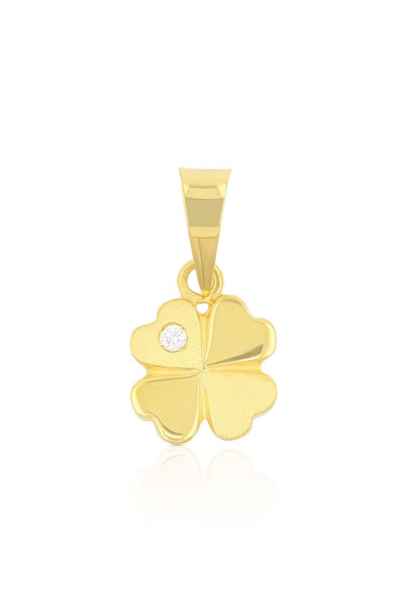 MUAU Schmuck  Pendentif diamant trèfle or jaune 750 brillant 0.01.00ct. 15x8mm 