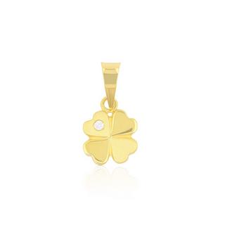 MUAU Schmuck  Pendentif diamant trèfle or jaune 750 brillant 0.01.00ct. 15x8mm 