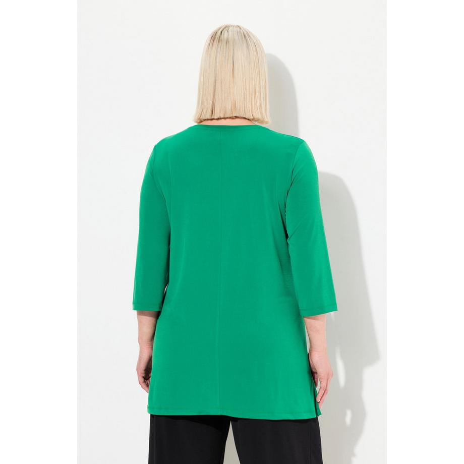 Ulla Popken T-shirt long Coupe évasée Col rond  