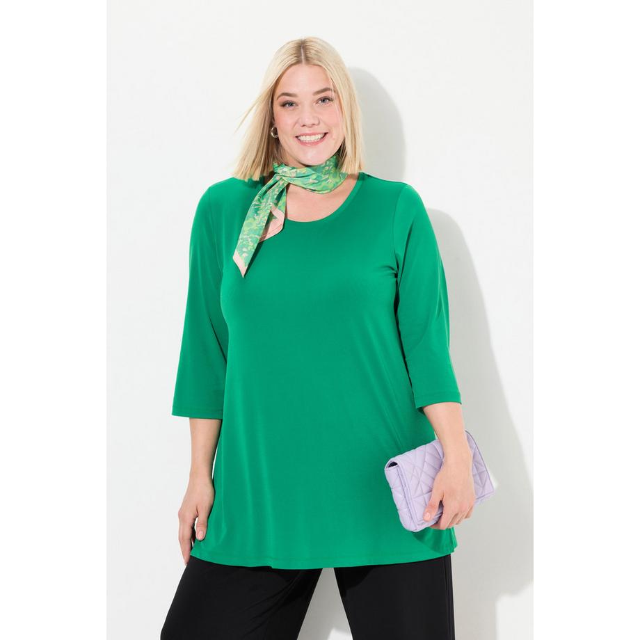 Ulla Popken T-shirt long Coupe évasée Col rond  