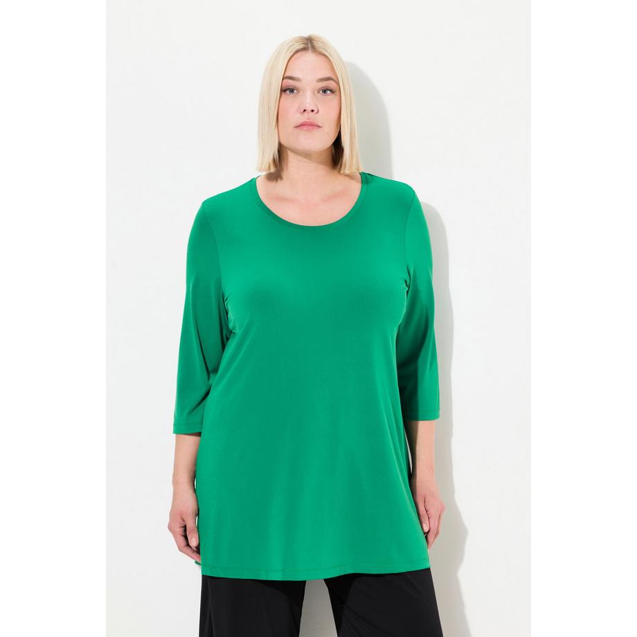 Ulla Popken T-shirt long Coupe évasée Col rond  