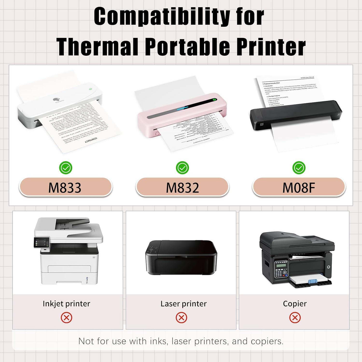 Phomemo Papier Letter & A4 pour M08F/M832/Q302  