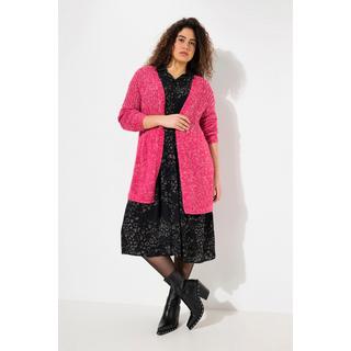 Ulla Popken  Cardigan oversize à manches longues, jeu de mailles chinées 