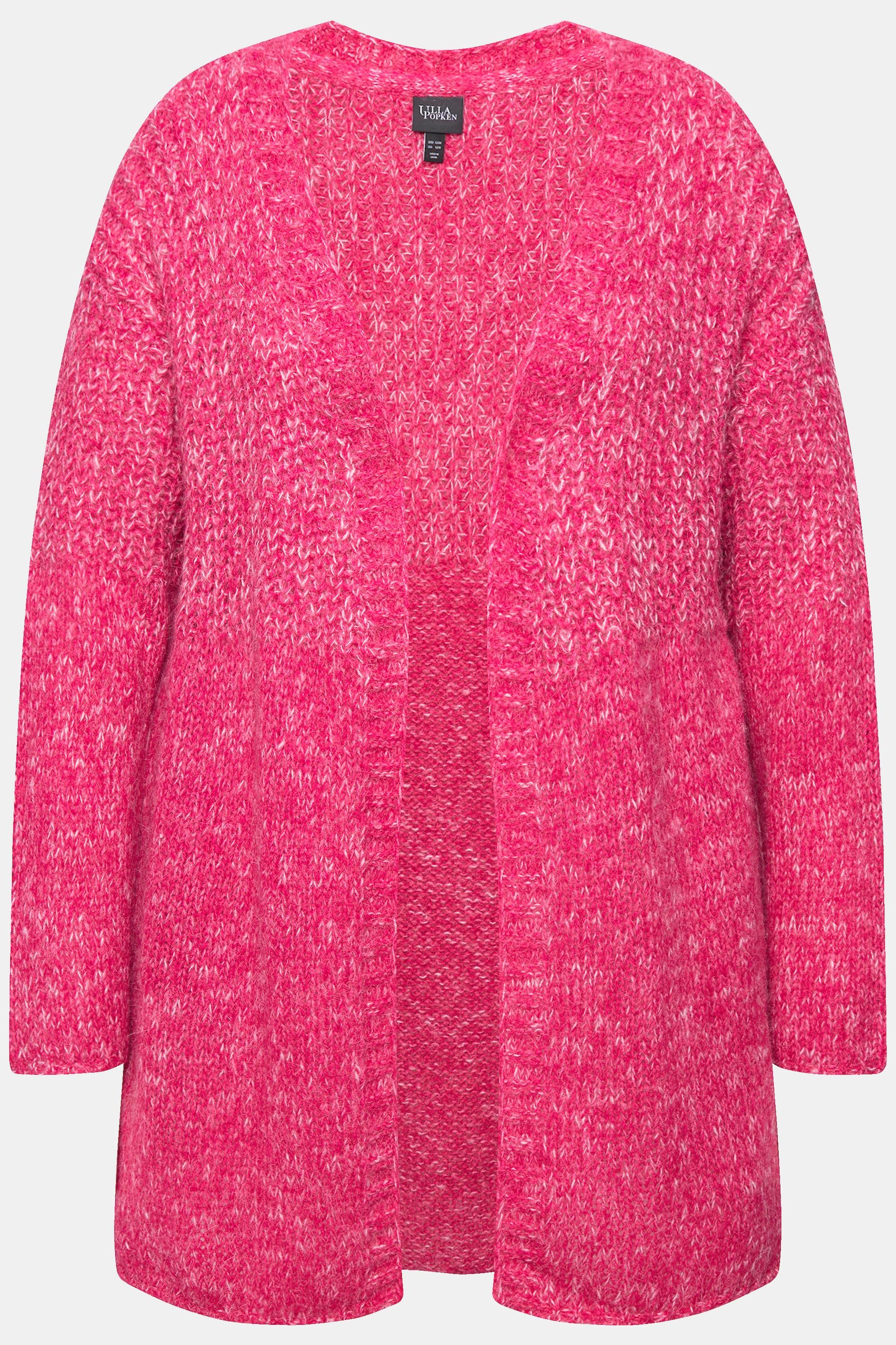 Ulla Popken Oversized Melange Strick Langarm Cardigan  