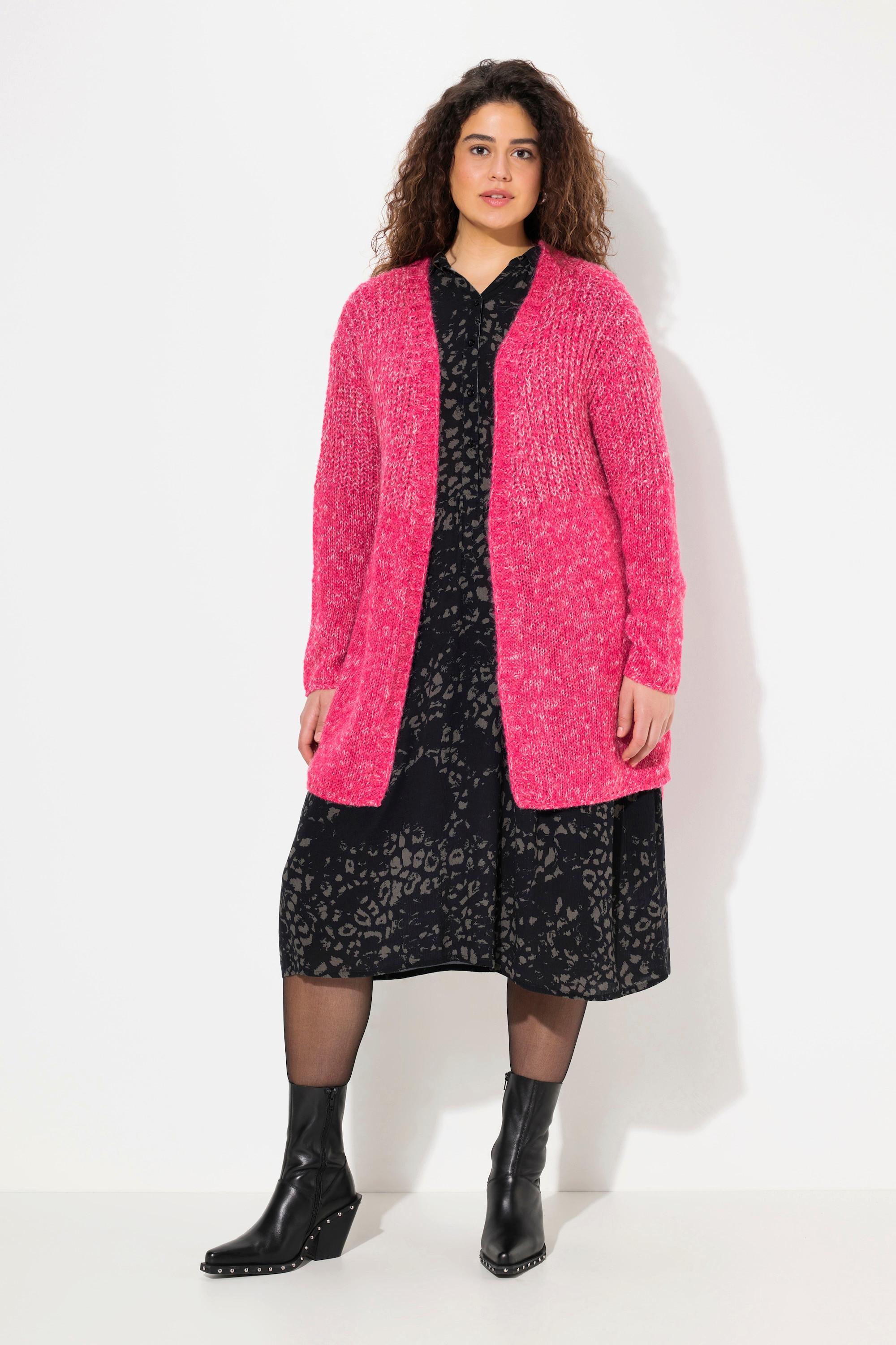 Ulla Popken Oversized Melange Strick Langarm Cardigan  