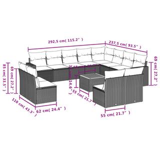 VidaXL Ensemble de canapés de jardin rotin synthétique  