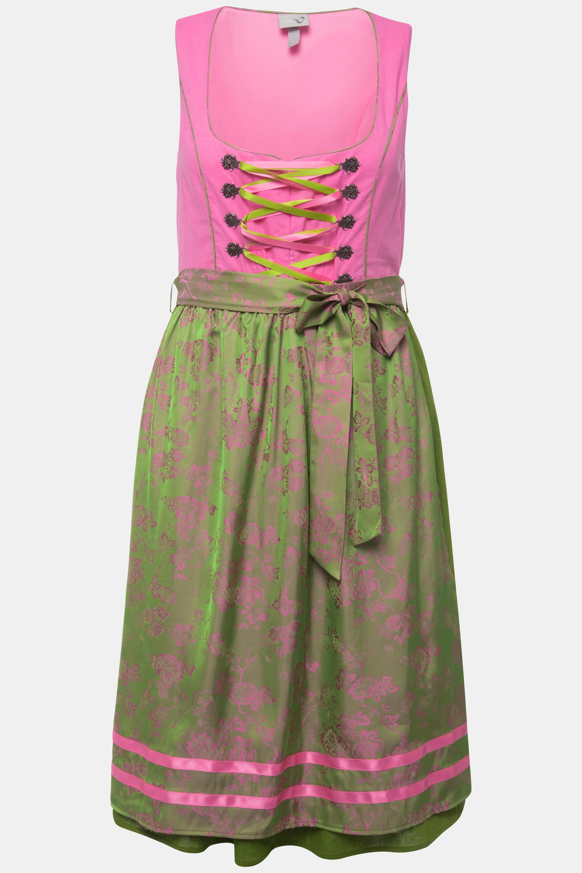 Ulla Popken Dirndl Allacciatura Scollo Rettangolare Senza Maniche  