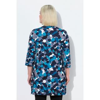 Ulla Popken Maglia lunga dal taglio svasato con pallini scollo a V maniche a 3/4  